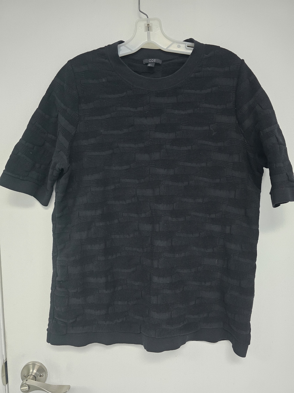 COS Black Textured Short-Sleeve Knit Tee